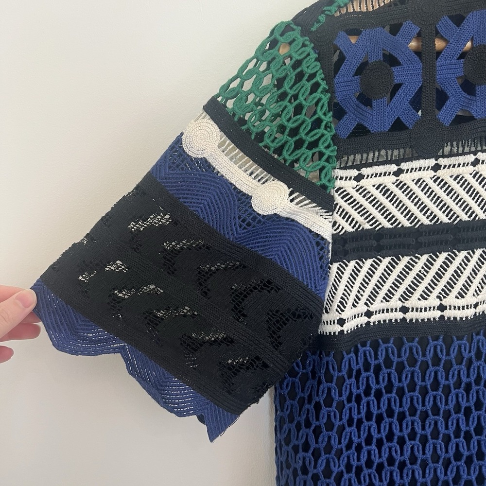 Sea New York crochet‎ dress size 10 Black/Blue/Green Contemporary Scalloped Hem - Picture 4 of 11